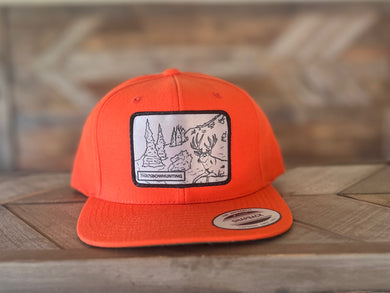 That's Bowhunting | Hunter Orange 5P Trucker snap back | Mule Deer Basin Chasin Patch |